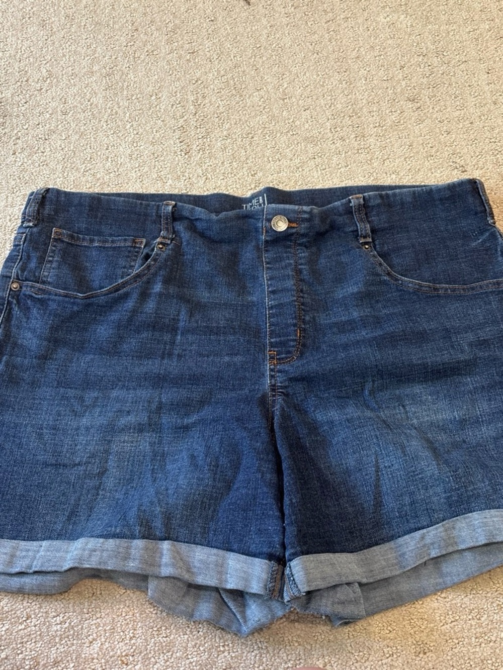 Time and Tru Dark Blue Rolled-Hem Denim Shorts